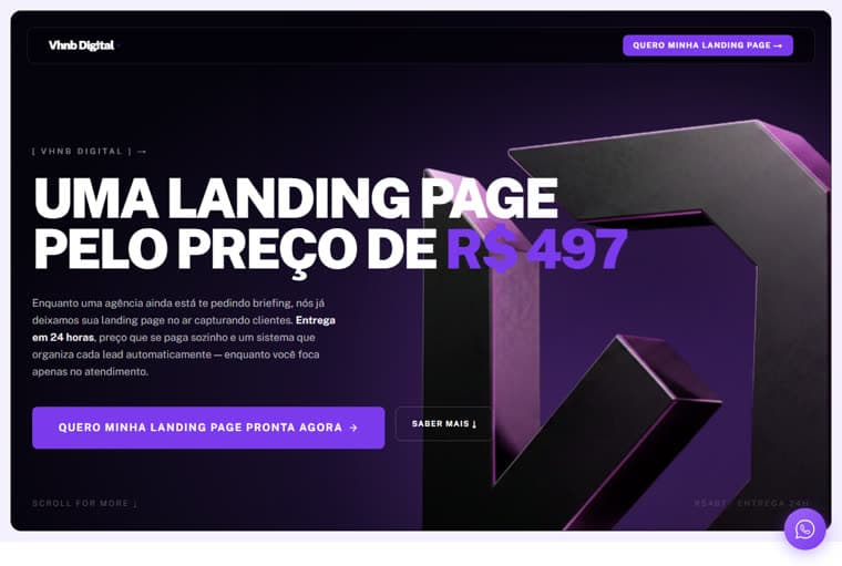 Landing page de preço
